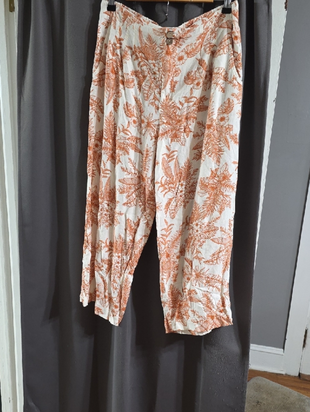 NWOT? Haver & Blair London Women's Linen Blend Ankle Pants  Tropical Floral Sz L